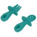 Silicone Spoon Self-Feeding Soft Chewable Silicone Spoon Fork for Anxiety Relief (Green)