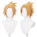 Lwiuentx MHA Cosplay Kaminari Denki Short Golden Blonde Wig+ Free Wig Cap
