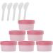empty jars with lids cosmetic jar B0CKBVKX5Z6 PC Empty 200ml Pink Facial Mask Wide Mouth Plastic Jars 200g Leakproof Cosmetic Pot Container with Lids with 6 PC Spatula (Color : Roze Size : 100ml) (