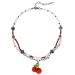 Beaded Cherry Choker Necklace for Women Teen Girls Bohemia Crystsal Bead Choker Sweet Clavicle Chain Jewelry Gift Women Cherry Pendant Necklace Delicate Lightweight and Comfortable Necklace