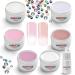 EuBeCos Eubecos 6 x 5 ml Baby Boomer Glamour French Ombre Set Pink White Made in Germany with instructions 50 x imitation diamonds and 3G adhesive Mega Fantastic Value Set