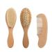 PandaEar Baby Hair Brush and Comb Set for Newborn| Natural Wooden Hairbrush with Soft Goat Bristles  Pear Wood Comb and Wooden Massage Brush for Infant  Toddler  Kids Brown