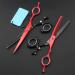Hair Cutting Scissors Shears 6 Inch Professional Japan Steel Rotate Red Cut Hair Scissors Haircut Scissor Thinning Barber Cutting Shears Hairdresser Scissors (Color : Set)