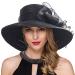 Women Derby Church Dress Cloche Hat Fascinator Floral Tea Party Wedding Bucket Hat S052 S062-black