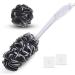 Loofah Charcoal Back Scrubber Set - 1 Long Handle Brush, 1 Large Mesh Pouf, 2 Hooks - Shower Sponge for Men and Women - Buy Online on GoSupps.com