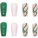 Justotry 24 Pcs Long Emerald Green Swirl Press On Nails | Coffin Patterns Nude Ballerina Stick on Nails | Acrylic False Nails with Glue for Women - Buy Online on GoSupps.com