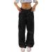 Buy Y2K Women's Parachute Cargo Pants | Vintage Baggy Streetwear & E-Girl Style | 90s Inspired Track Pants - A1-Schwarz XXL - Buy Online on GoSupps.com