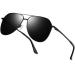 Joopin Polarised Sunglasses Mens UV Protection Al-Mg Metal Frame Double Bridge Aviation Sunglasses for Men Women Sun Glasses for Driving B01-black/Black
