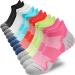 PAPLUS Womens Ankle Compression Running Socks 6 Pairs, Cushioned Low Cut Athletic Socks with Arch Support Mix of Colors(6 Pairs) Large-X-Large