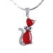 DNCG Quartz Healing Crystal Necklace Cat Shape Red Agate Pendant Necklace Clavicle Chain with Silver Necklace Women's Jewelry Necklace Crystal Point Pendant Necklace