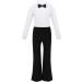 YiZYiF Kids Boys Latin Dancewear Set | Long Sleeve Dance Shirts & Pants | Modern Ballroom Salsa Tango | White | Size 10-12 Years - Buy Online on GoSupps.com