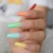 Rainbow Ombre Coffin Fake Nails Set - Glossy Nude Ballet Acrylic False Nail Tips for Women - Buy Online on GoSupps.com