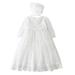 Leideur Baby Long Christening Gowns White Baptism Dress Special Occasion Dresses for Girls Birthday 3-6 Months White 1