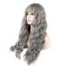 SHIYID Ultra-thin bangs Long Curly Wig Synthetic Wigs Gray Black Pink High Temperature Fiber Women's wig