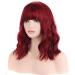 Beron 35.6 cm short curly women girls charming synthetic wig with pony wig cap included (wine red)