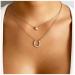 Layered Lucky Horseshoe Necklace Gold Rhinestone Pendant Necklace Choker Luxury Solitaire Crystal Necklace Vintage U Shape Necklace Jewelry for Women and Girls Gifts