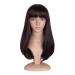MapofBeauty Fashion Flat Bangs Curls Long Hair Daily Wig (Dark Brown)
