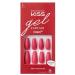 KISS (PRODUCT) RED Gel Fantasy Sculpted Fake Nails 'Love'  Ready-to-Wear Gel Nails  Long  Coffin  Red Gel Nail Kit with Pink Nail Glue  Manicure Stick  Mini Nail File  and 28 Glue-On Nails