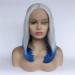 wig Female blue gray dyed bobo head short straight hair front lace chemical fiber hair sets wholesale