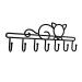 Alipis 7 Kitten Wall Hanging Wall Mounted Towel Holder Towel Hook Coat Hook Over Coat Racks Hook Rack Rural 46X14.5CM Black