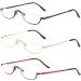 Hubeye 3 Pairs Half Moon Reading Glasses - Metal Slim Semi Rimless Eyewear with Spring Hinge - 1.5 Dioptres - Men Women Readers - Includes Glasses Holster - Gold/Red/Black - Buy Online on GoSupps.com
