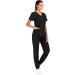 Minty Mint Women's Solid Stretch Medical Uniform Scrub Set - V Neck Top & Cargo Jogger Pants - Black, Medium Size - Buy Online on GoSupps.com