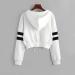 AMIMOJY Women's White Crop Sweatshirt with Zip Up and Pockets - Large - Buy Online on GoSupps.com
