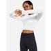 BALEAF Women's Long Sleeve Crop Workout Shirt - White | Slim Fit Top for Gym, Yoga, Running - Medium - Buy Online on GoSupps.com