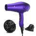 Wazor 3rd Generation Lightweight Low Noise Hair Dryer ( 1875W Tourmaline Ceramic Negative Ionic Blow Dryer)2 Speed 3 Heat Settings Cool Shot with Diffuser Concentrator(Purple)