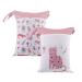 Treer diaper pocket for babies on the go 2 pieces of cloth diapers Nasbagen Waschbar Large with double zipper Wet dry diaper bag Wetbag kindergarten (pink monkeys 30x40cm) 30x40cm pink monkeys