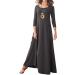 Jacansi Women's 3/4 Long Sleeve Maxi Dress - XL Dark Gray | Boat Neck, Casual Style with Pockets - Buy Online on GoSupps.com
