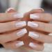 EchiQ Pearl Shine Glossy Fake Nails - Shimmer White Square French Ombre Gradient Faux Ongles Medium Fingernails - Buy Online on GoSupps.com