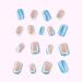 French Tip Press on Nails - Short Square Press On Nails with Nail Tips White edged Sparkling Blue and Light Blue Flowers press on nails Acrylic False Nails Cute Artificial Nails - Buy Online on GoSupps.com