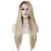 SHIYID High Temperature Fiber Glueless Long Straight Ombre Brown to Blonde Synthetic Lace Front Wig for White Women
