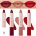 evpct 2 In 1 Deep Red Beige Matte Lipstick & Long Lasting Smudge Proof Liquid Lipstick Lip Gloss Stain 3Pcs Set for Women Nude Brown Matte Mate Vegan Long Lasting Lipstick 24 Hour Pack Waterproof 4 D-3Pcs-101112 3 Cou...