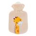0.8 litre rubber hot water bottle with velour cover "Giraffe Zulu"