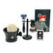 G.B.S Wet Shaving Kit Black Razor Blade Black Handle Synthetic Bristle Brush and Mug Alum Block and Soap