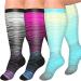 Diu Life 3 Pairs Plus Size Compression Socks for Women and Men Wide Calf 20-30mmhg Extra Large Knee High Support for Circulation 02 Blue/Red/Gray XX-Large