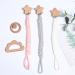 3 pieces of pacifier chain pacifier band baby pacifier chains clips cotton pacifier tape with stainless steel clamps for unisex-baby (star)