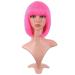 MapofBeauty 12 Inch /30 cm Fashion Lady Short Straight Synthetic Flat Bangs Bob Wig (Neon Pink)