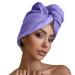 -100% Cotton T-Shirt Hair Towel (Violet)+ Reduce Breakage Frizz & Tangles + Perfect for Plopping and Curly Hair Care + Zero Microfiber + Soft + Turban Hair Wrap