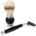 Premium HRTC Men's Shaving Brush Set - Stylish Black Acrylic Handle & Stainless Steel Stand - International Shipping Available - Buy Online on GoSupps.com