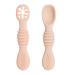 Vicloon Baby Fork and Spoon Set 2Pcs Silicone Spoon Baby Weaning Spoon Set Self Feeding Utensil Easy Grip Toddler Cutlery Kit Soft Baby Spoon for Infant Toddler Children First Led Training Weaning Orange