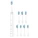 POTICO Sonic Electric Toothbrush for Adult 8 Brush Heads Smart Timer 5 Modes IPX7 Waterproof Power Rechargeable Toothbrush 1 Charge for 90 Days Use (White)