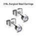 Professional Ear Piercing Gun Kit with 16 Pairs Hypoallergenic Earrings - Reusable for Body, Nose, Lip Piercings - Includes Sterling Silver and 18K White Gold Plated Studs - Black-White Gold - Buy Online on GoSupps.com