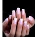 Sethexy medium French false fingernails nude pink complete cover acrylic you press false nail tips to women and girls