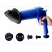 Air Drain Blaster Cleaner Sewer Pipe Dredging DeviceToilet Kitchen Floor Drain Blaster with 4 Plugs Blue
