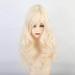 RTGFS Synthetic Long Wavy Wigs With Bangs Blonde Beige Wigs For Women Wavy Cosplay Hair Wigs Natural Heat Resistant Fiber Wigs