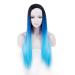 wig GCX- Wig Ladies Straight Hair Blue Gradient Wig Fashion Breathable Wig Beautiful
