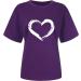 Womens Cute Love Heart Short Sleeve Top - Crewneck White Tee Blouse | Valentine Purple XL - Buy Online on GoSupps.com